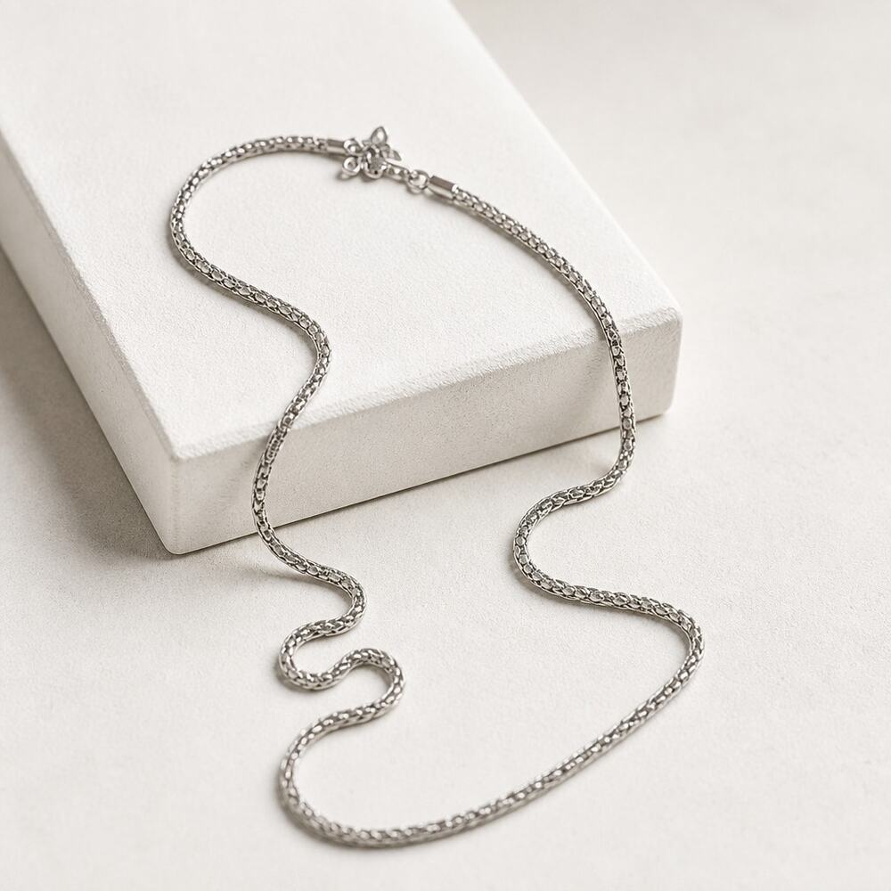 Vintage Silver Plated Popcorn Chain Necklace